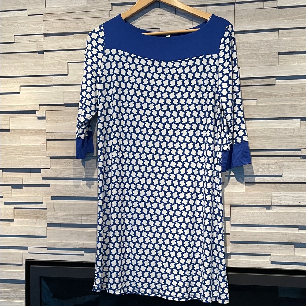 Blue and White Patterned Dress